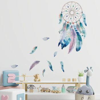 Dream Catcher Nets Fluttering Feathers Стикери за стена за деца Baby Bedroom Home Всекидневна Decals Decor Art PVC плакати Стенопис