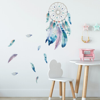 Dream Catcher Nets Fluttering Feathers Стикери за стена за деца Baby Bedroom Home Всекидневна Decals Decor Art PVC плакати Стенопис