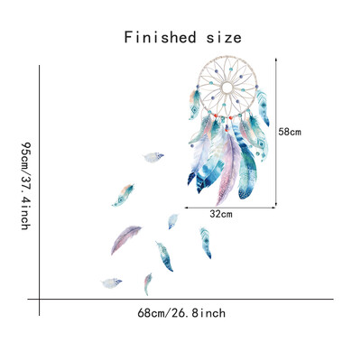 Sapņu ķērāju tīkli Plīvojošas spalvas Sienas uzlīmes bērniem Mazuļa guļamistaba Mājas Dzīvojamās istabas Uzlīmes Dekors Māksla PVC Plakāti Murals