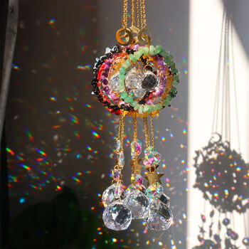 Rainbow Crystal Angel Chakra Sun Catchers Car Charm Висулка Стена Прозорец Врата Вятърни камбанки Висящи Орнаменти Стая Домашен декор