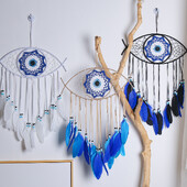 Evil Eye Dream Catcher szélcsengő Kézzel készített falra akasztható medál Dísz kézműves függő hálószoba lakberendezés atrapasueños