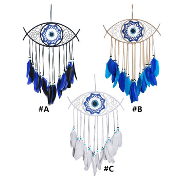 Evil Eye Dream Catcher Wind Chimes Ръчно изработена висяща стена висулка Орнамент Занаяти Висяща спалня Декорация за дома atrapasueños