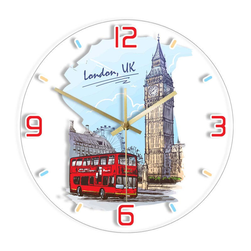 Ceas de perete cu lumină LED transparentă Piața Parlamentului Big Ben London Art Color Ceas Ceas de perete decorativ de călătorie britanică