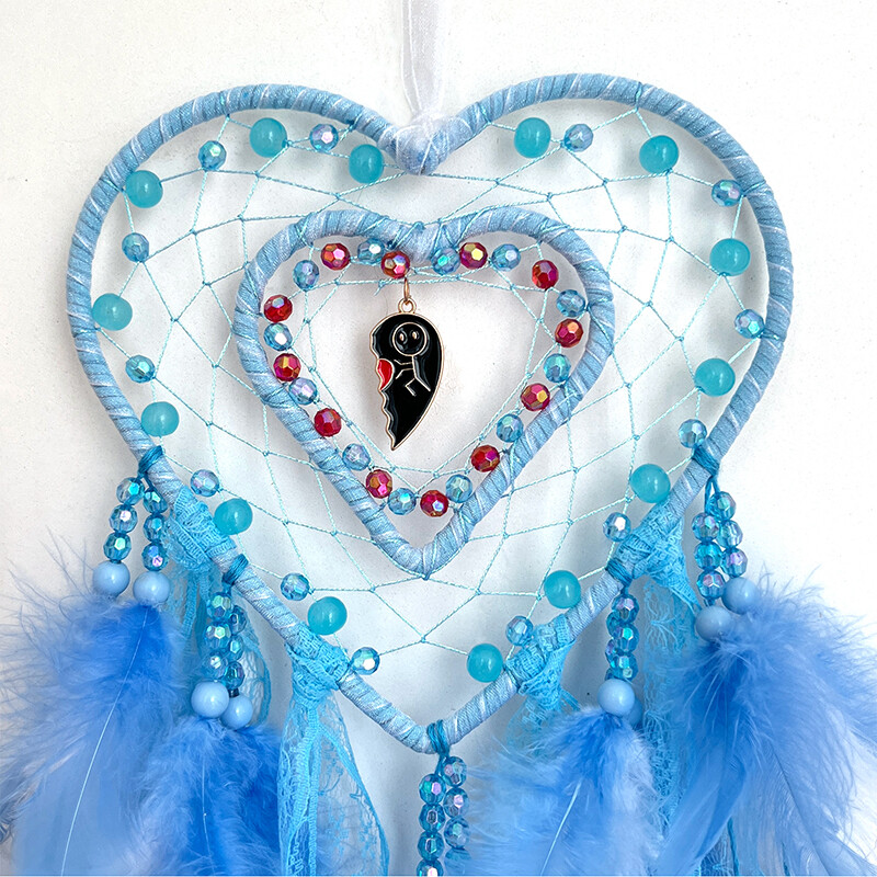 Dream Catcher Hollow Out Love Heart Chime de vânt realizate manual Camera de zi Dormitor Ornamente de agățat Decor de perete Decoratiuni de nuntă
