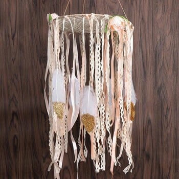 Тъкани цветни пера Dreamcatcher Boho Macrame Висящ Dream Catcher Направи си сам Wind Chimes Стенно изкуство Сватбена декорация