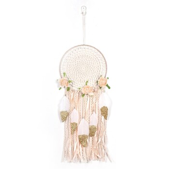 Тъкани цветни пера Dreamcatcher Boho Macrame Висящ Dream Catcher Направи си сам Wind Chimes Стенно изкуство Сватбена декорация