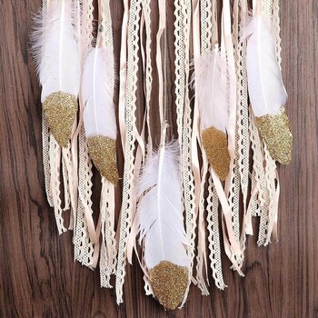 Тъкани цветни пера Dreamcatcher Boho Macrame Висящ Dream Catcher Направи си сам Wind Chimes Стенно изкуство Сватбена декорация