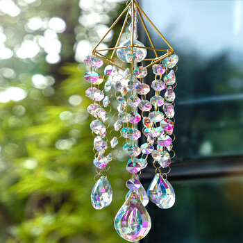 1бр Light Fantasy Crystal Wind Chime Висящ прозорец Patio Aerial Висящ Suncatcher Rainbow Подарък