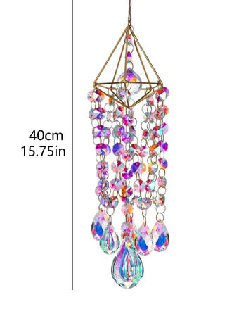 1бр Light Fantasy Crystal Wind Chime Висящ прозорец Patio Aerial Висящ Suncatcher Rainbow Подарък