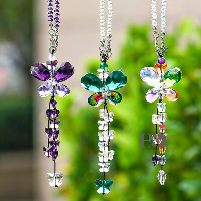 Prívesky do auta H&D, doplnky do spätných zrkadiel, krištáľové závesné hranoly, prívesky Fengshui Suncatcher, dúhové krištáľové ozdoby.