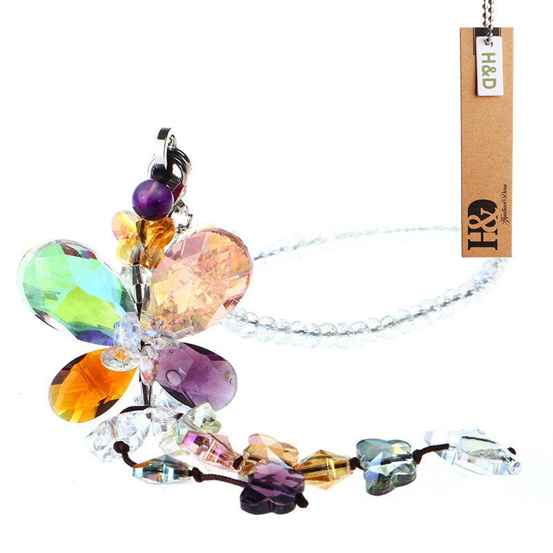 H&D autós bűbájok hátsó tükör tartozékai, kristály függőprizmák Fengshui napfogó szivárvány medálok kristálydíszek
