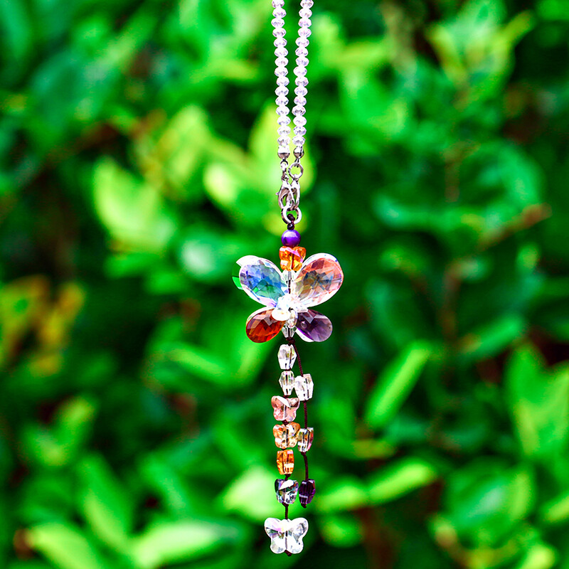 H&D autós bűbájok hátsó tükör tartozékai, kristály függőprizmák Fengshui napfogó szivárvány medálok kristálydíszek