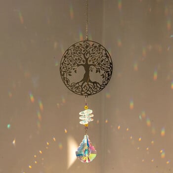 Crystal Sun Catcher Prisms Висящи Rainbow Chaser Window Wind Chime Дървото на живота Декорация на дома Автомобил Art Висящ висулка