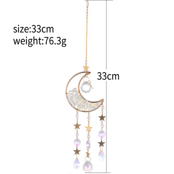 Crystal Moon Amethyst Rainbow Suncatcher Висящи кристали Stone Sun Catcher Light Catcher Коледен прозорец Градински орнаменти На открито