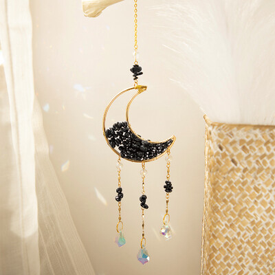 Kristály Hold Ametiszt szivárvány napfogó Lógó Kristályok Kő Napfogó Fényfogó Karácsonyi ablak Kerti díszek kültéri