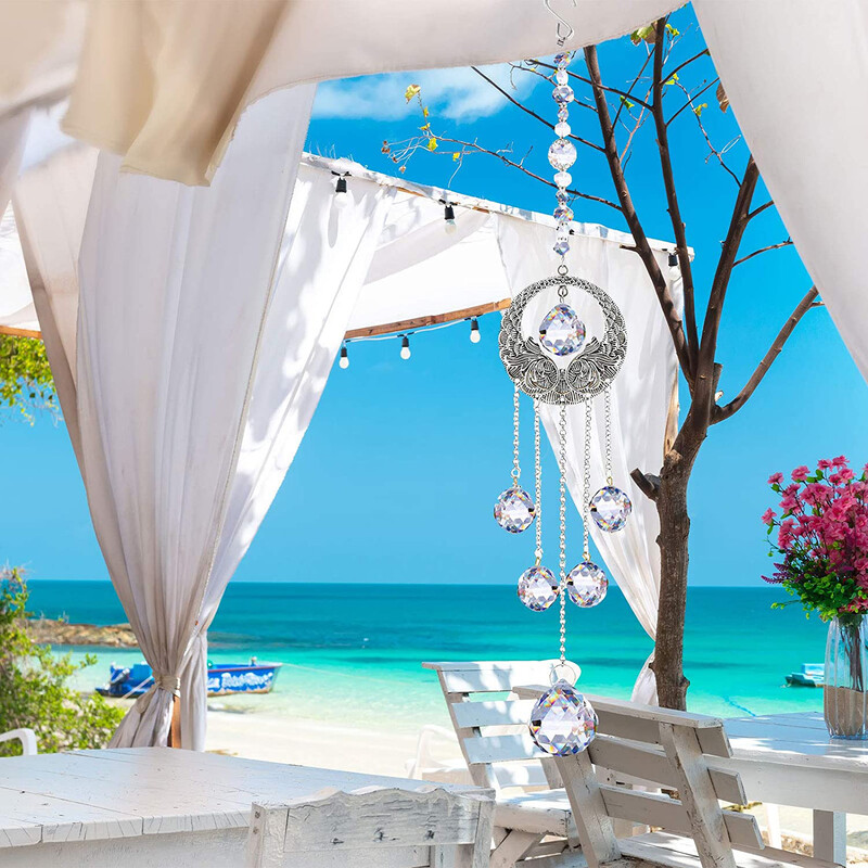 Napfogó kristály szélcsengő ablak függő medál napfényfogó ékszer vintage szivárványprizma színes csepp dísz