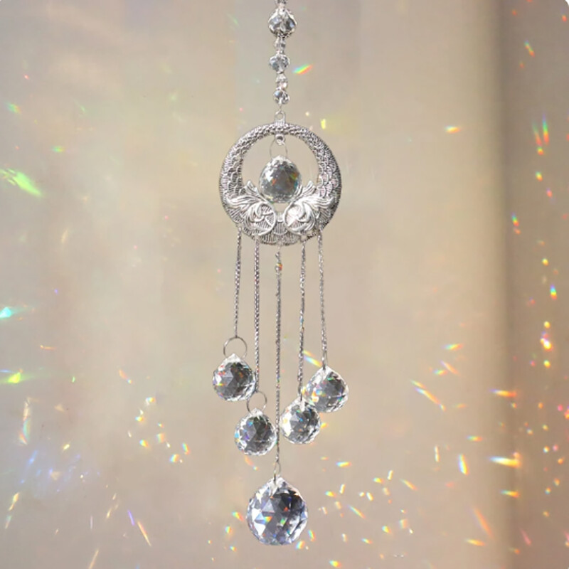Napfogó kristály szélcsengő ablak függő medál napfényfogó ékszer vintage szivárványprizma színes csepp dísz
