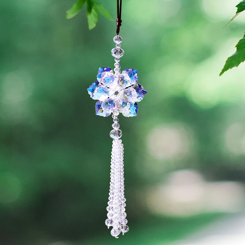 1 buc pandantiv petale de cristal pandantiv pentru mașină suspendat K9 bijuterii cu mărgele de sticlă de cristal Aurora Light Catcher Home Garden Decoration