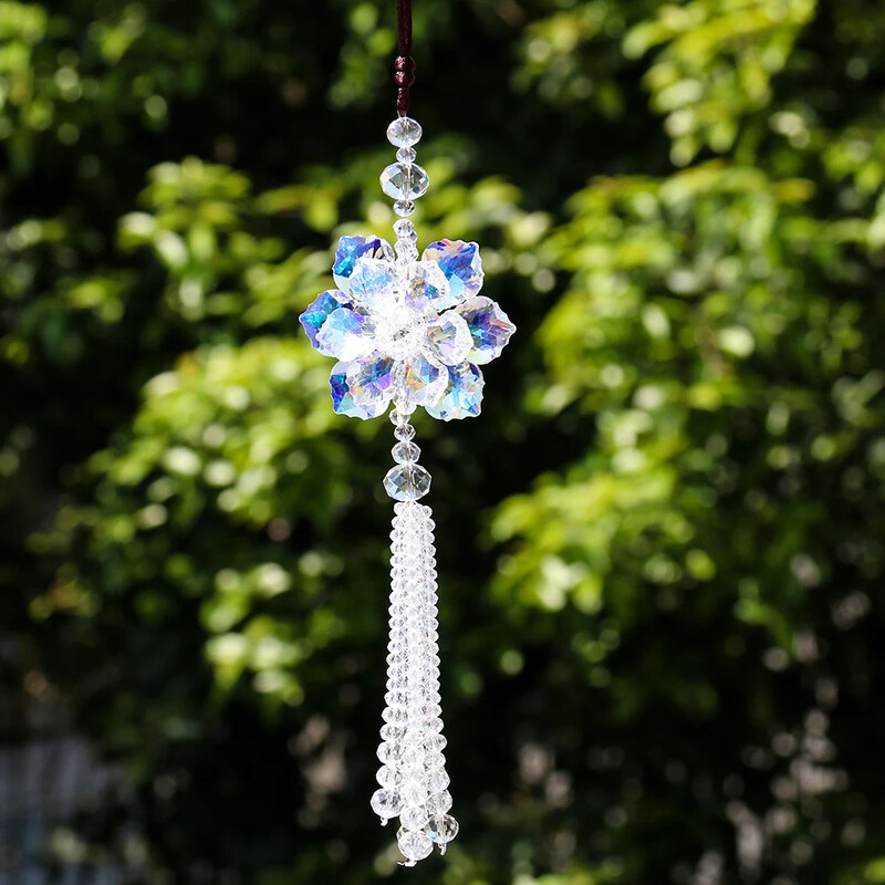 1 buc pandantiv petale de cristal pandantiv pentru mașină suspendat K9 bijuterii cu mărgele de sticlă de cristal Aurora Light Catcher Home Garden Decoration