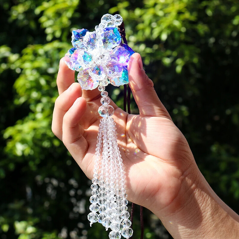 1 buc pandantiv petale de cristal pandantiv pentru mașină suspendat K9 bijuterii cu mărgele de sticlă de cristal Aurora Light Catcher Home Garden Decoration