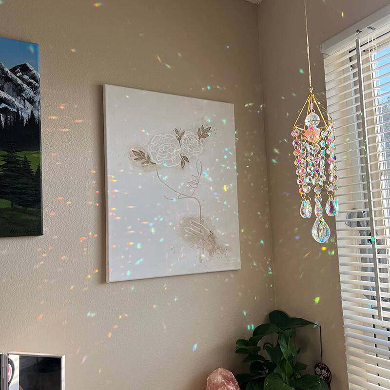 50CM Crystal Suncatcher Viseći Wind Chime Vrtne prizme Dekoracije Balkoni Hvatač sunca za vješanje Rainbow Maker Staklene prizme