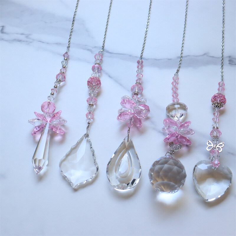 Cristale mov Clopoțel de vânt Captoare de soare Prisme de diamant Perdele pentru fereastră Agățat Curcubeu Chaser Pandantiv Captorul de vise Decor de grădină