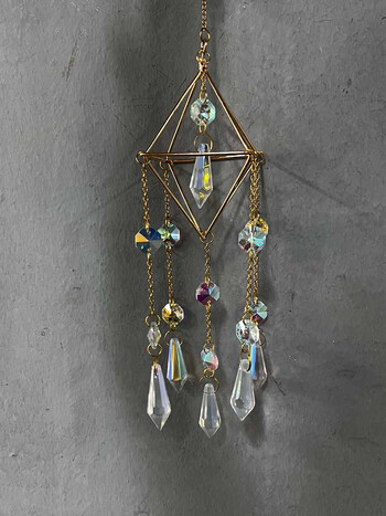 Висящ на стената Suncatcher Evil Eye Wind Chime Prism Suncatcher Rainbow Maker Light Catcher Градинска декорация Външен декор Подарък