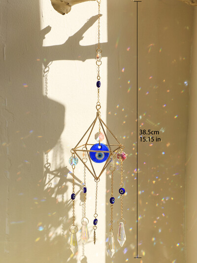 Zidni viseći hvatač sunca Evil Eye Wind Chime Prizma hvatač sunca Rainbow Maker Hvatač svjetla Vrtna dekoracija Vanjski dekor Poklon