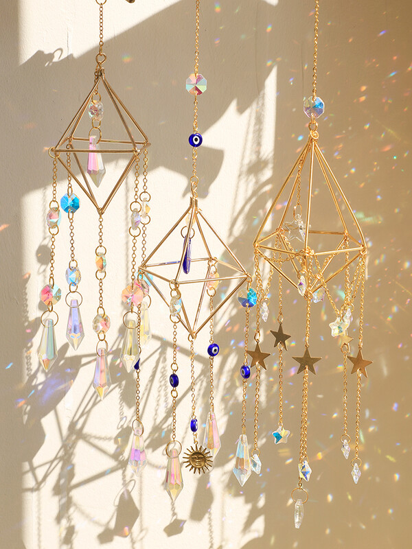 Zidni viseći hvatač sunca Evil Eye Wind Chime Prizma hvatač sunca Rainbow Maker Hvatač svjetla Vrtna dekoracija Vanjski dekor Poklon