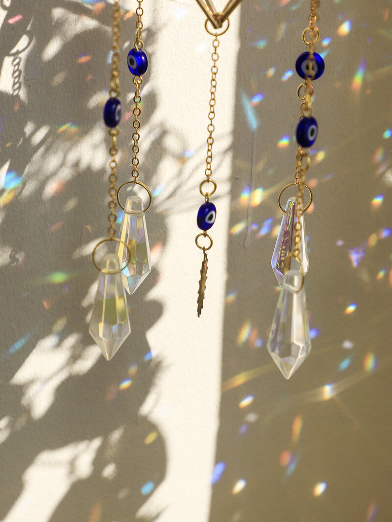 Zidni viseći hvatač sunca Evil Eye Wind Chime Prizma hvatač sunca Rainbow Maker Hvatač svjetla Vrtna dekoracija Vanjski dekor Poklon