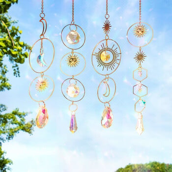 Crystal Sun Catcher Rainbow Prism Висяща светлина Улавяща Висящи Wind Chime Прозорец Сватбена Градина Suncatchers Декорация на дома