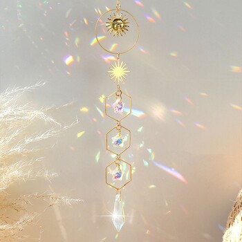 Crystal Sun Catcher Rainbow Prism Висяща светлина Улавяща Висящи Wind Chime Прозорец Сватбена Градина Suncatchers Декорация на дома