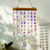 1 db függő kristályprizmás napfogó ólomüveg szélcsengő medál, alkalmas beltéri, kültéri otthoni kerti dekorációs cikkekhez