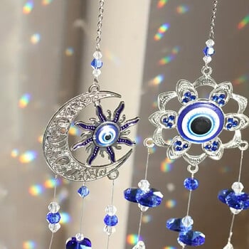 1 бр. Evil Eye Moon Tree of Life Crystal Suncatcher висулка за дома Направи си сам Wind Chime Висяща висулка за декорация на прозорец