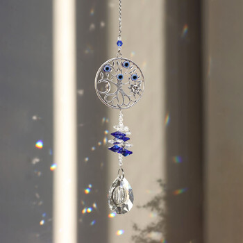 1 бр. Evil Eye Moon Tree of Life Crystal Suncatcher висулка за дома Направи си сам Wind Chime Висяща висулка за декорация на прозорец