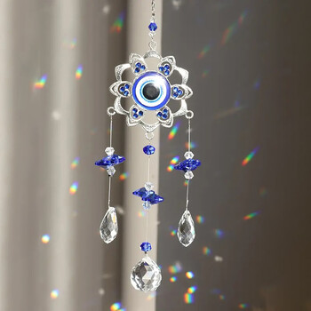 1 бр. Evil Eye Moon Tree of Life Crystal Suncatcher висулка за дома Направи си сам Wind Chime Висяща висулка за декорация на прозорец