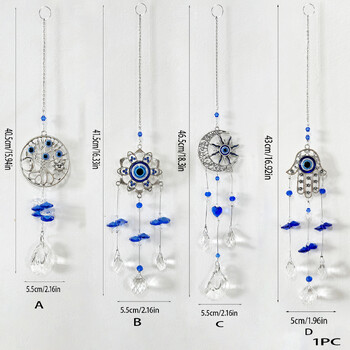 1 бр. Evil Eye Moon Tree of Life Crystal Suncatcher висулка за дома Направи си сам Wind Chime Висяща висулка за декорация на прозорец