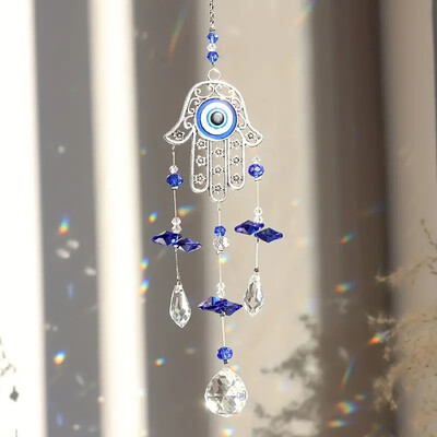 1 gab. Evil Eye Moon Tree of Life Crystal Suncatcher kulons mājas iekštelpām DIY vēja zvana piekarināms loga dekorācijas kulons