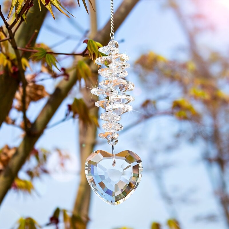 1db Suncatcher dekoratív ablak - szív kristálygömb prizma medál Suncatcher függő ablak lakberendezés, (átlátszó)