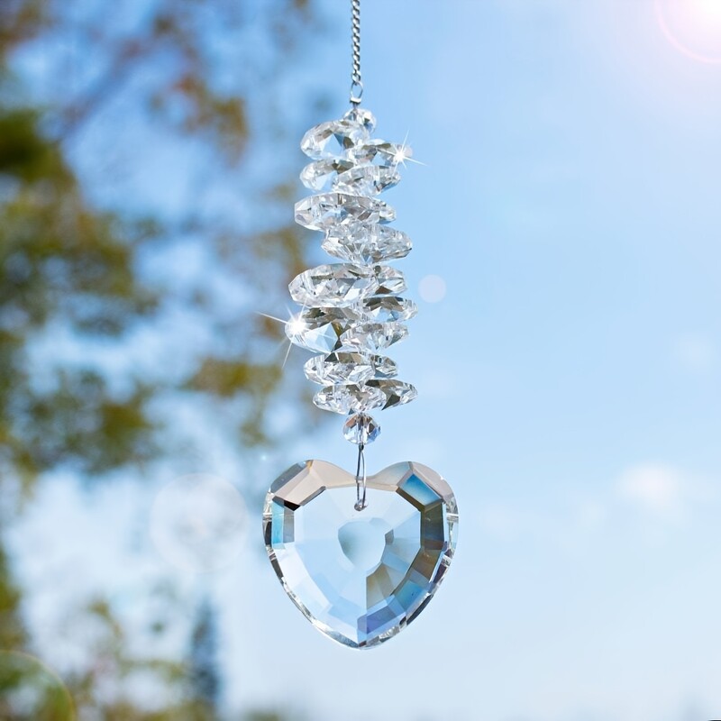 1db Suncatcher dekoratív ablak - szív kristálygömb prizma medál Suncatcher függő ablak lakberendezés, (átlátszó)