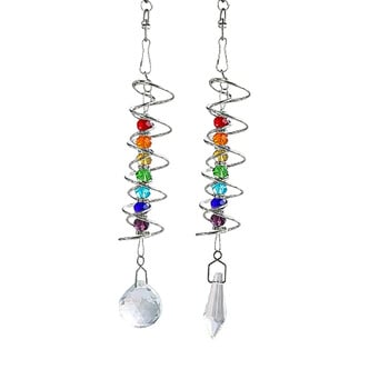 Спирална опашка Wind Spinner Suncatcher Crystal Ball Stabilizer Chakra Bead Vising Kinetic Wind Chimes Rainbow Maker Garden Decor