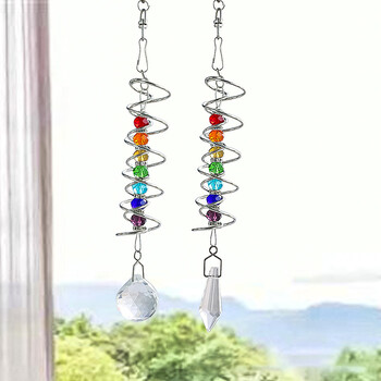 Спирална опашка Wind Spinner Suncatcher Crystal Ball Stabilizer Chakra Bead Vising Kinetic Wind Chimes Rainbow Maker Garden Decor