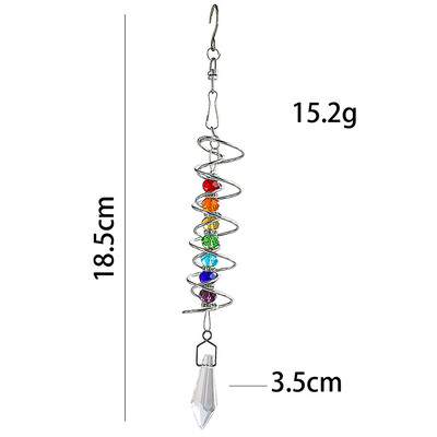 Spirális farok szélpörgető napfogó kristálygömb stabilizátor csakra gyöngy lógó kinetikus szélcsengő szivárvány készítő kerti dekoráció