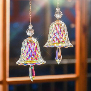 Rainbow Crystal Wind Chime Window Висяща камбана Стъклена висулка Ловец на слънце Коледна украса Декорация на дома Декорация на градина