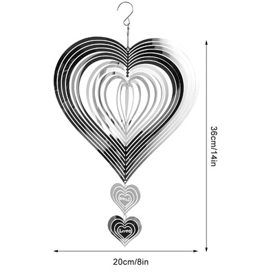 Színátmenetes színű széltárcsa rozsdamentes acél 3D áramló fényeffektus szélcsengő alkatrészek kültéri kert udvar hálószoba dekoráció