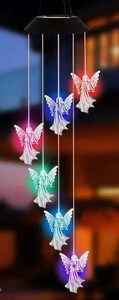 Led színváltó napelemes szélcsengő lámpa Vízálló kültéri szélcsengő pillangós napelemes függőlámpa kerti dekorációhoz