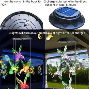 6 τμχ Hummingbird Owl LED Wind Chimes Διακοσμητικό με ηλιακή ενέργεια για παιδικό δωμάτιο κρεμαστό κρεβατοκάμαρα Νυχτερινό φως Γιορτινή διακόσμηση