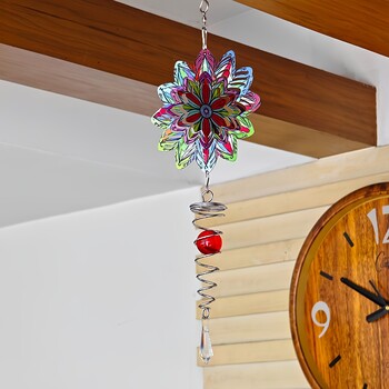 39 cm /15,35 ιντσών Πολύχρωμος ανεμόμυλος 3D Wind Chimes, Υπαίθρια κρεμαστά διακοσμητικά σπιράλ Ανεμόμυλος Μεταλλικός Ανεμόμυλος Διακόσμηση κήπου