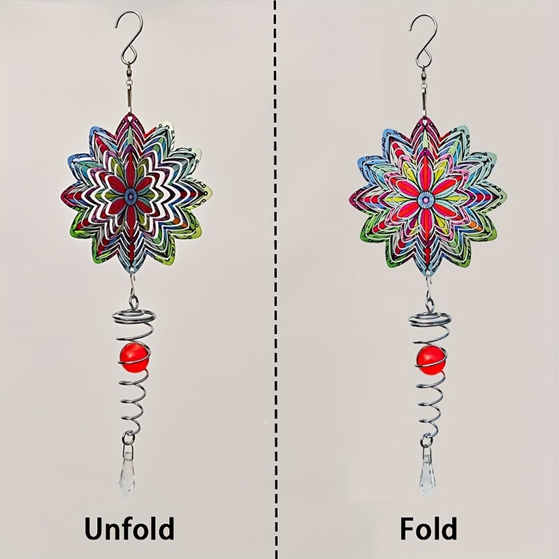 39 cm / 15,35 collas krāsaini vējdzirnavu 3D vēja zvani, āra piekarināmi dekoratīvi spirālveida vējdzirnavu metāla vējdzirnavu dārza rotājumi