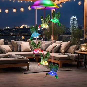 Solar Powered Outdoor Waterproof and Color Change Hummingbird Wind Chimes για δώρα διακόσμησης κήπου